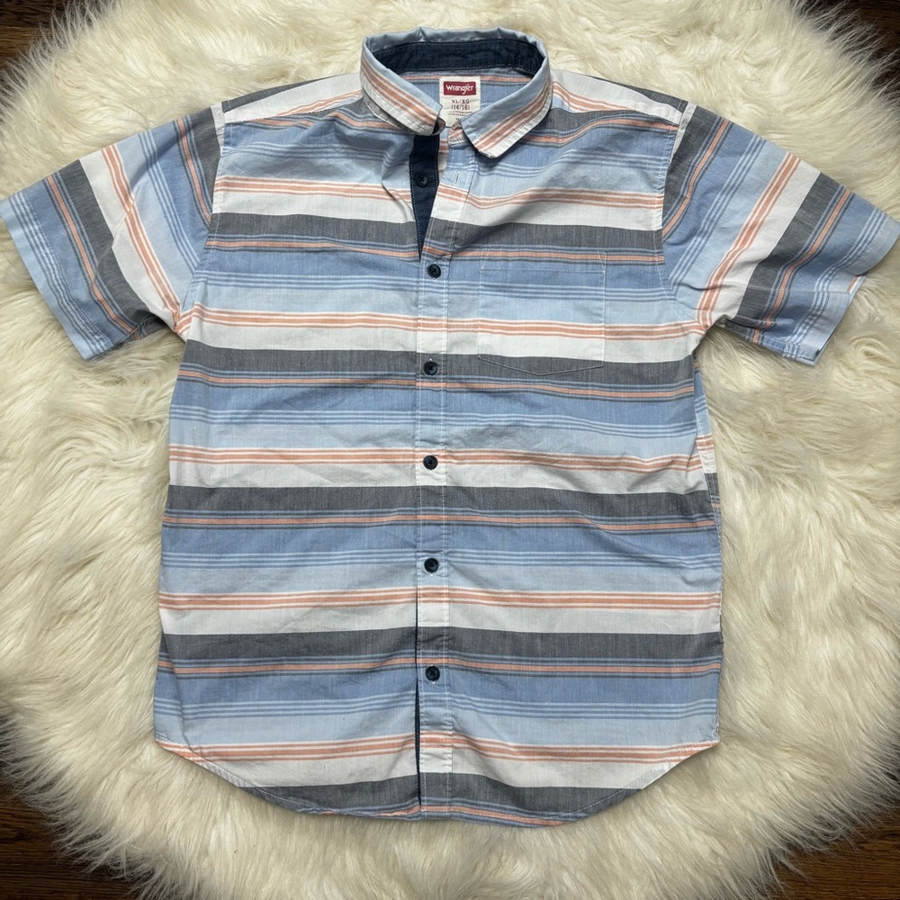 Wrangler Youth Button Up Striped Shirt size XL 14-16